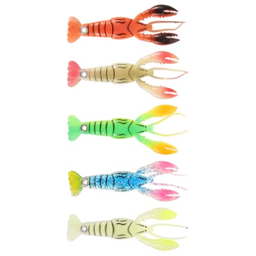 Veemoon 5pcs Reusable Soft Crawfish Fishing Lures Set, Artificial Baits for Freshwater and Saltwater Angling, Lifelike Soft Plastic Baits for Bass, Trout, and Crayfish Fishing