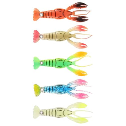 5 Pieces Soft Crawfish Fishing Lures Set, Wear-Resistant Artificial Baits in Multiple Sizes (#1-#5), Portable Soft Lures for Freshwater and Saltwater Fishing