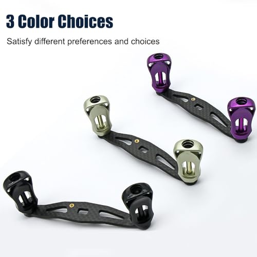 Fishing Reel Handle, Carbon Fiber Reel Replacement Parts Double Rocker Arm Handle for Baitcasting Reel - color: Black
