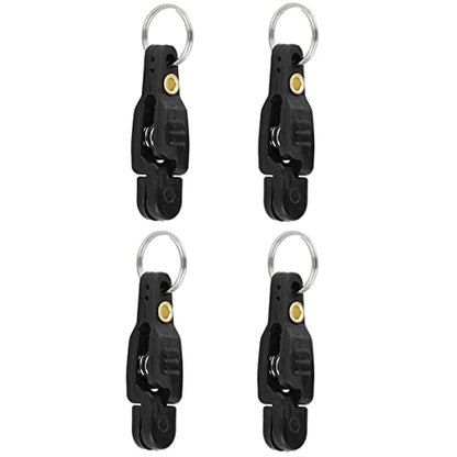 4Pcs Heavy Tension Snap Release Clips Lead Line Clip with Key Ring for Weight Planer Board Kites Downrigger Trolling Fishing - color: Black