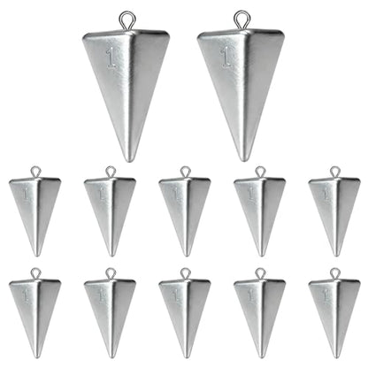 Fishing Weights Pyramid Sinkers Kit Bullet Fishing Weights Sinkers for Ocean Saltwater Surf Fishing Gear Tackle 1oz 2oz 3oz 4oz - color: 1oz-12pcs