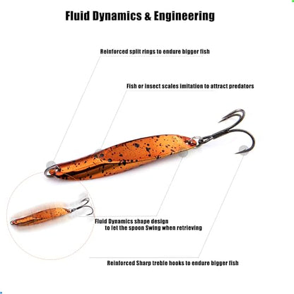 EXAURAFELIS 5pcs Fishing Lures Casting Spoon Lure Fishing Spoons for Trout, Bass, Crappie, Pike, Walleye - Saltwater & Freshwater with Tackle Box - 1/4oz, 3/4oz - color: Color B 3/4 oz