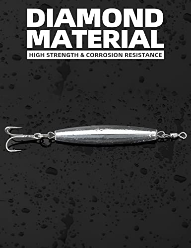 Bluewing 6oz/8oz/10oz/12oz/14oz/16oz Fishing Diamond Jig Chrome with High Carbon Steel Treble Hook 1pc Premium Fish Lure Durable for Saltwater Freshwater - size: 10oz
