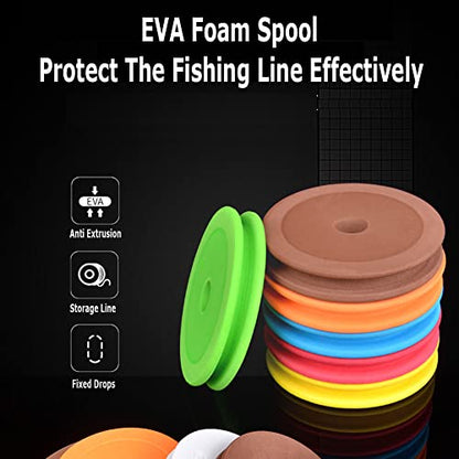 30PCS Fishing Line Storage +50 PCS Pins Fishing Foam Spools 2.7 inches Circular Winding Plates Fly Fishing Gear for Organizer Storage Accessories