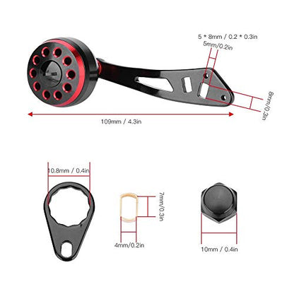 Tbest Knob Power Handle Grip,Fishing Reel Handle CNC Knob with Fittings Replacement Parts Accessory - color: Black+Red