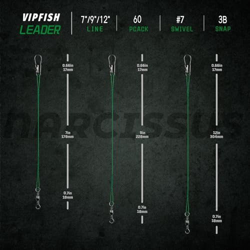 Fishing Wire Leaders 60PCS - 7in/9in/12in Stainless Steel Leaders with Swivels & Snaps for Bass, Pike, Catfish, Carp, Walleye - Saltwater & Freshwater Fishing Gear ﻿ - color: Green