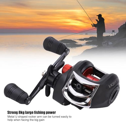 LK201 Low Profile Baitcasting Reel - 7.2:1 Gear Ratio, 8 kg Brake Force, 17+1 Bearings, Right-Handed Baitcaster for Freshwater & Saltwater Fishing