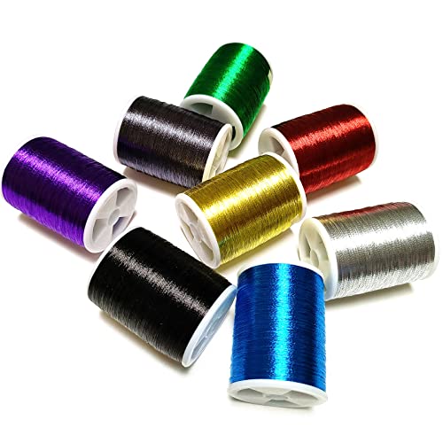 (8pcs*240yd) Kalavarma Rod Wrapping Thread for Fishing Rod Wrapping Thread Rod Building Repair - style: Metallic klm011