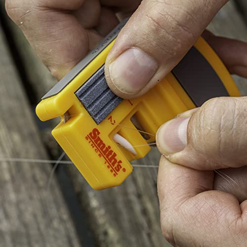 Smith's 50729 Deluxe Fillet Knife & Hook Sharpener - Portable Outdoor Tool - Multiple Sharpening Grooves - Line Cutter - Pocket Knives & Straight Blades - Lightweight & Durable - Fishing Hook