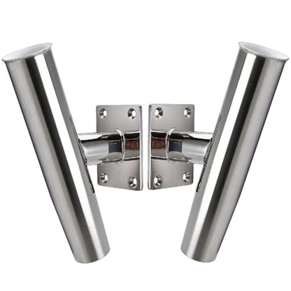 YaeMarine 2/4Pcs Tournament Style Stainless Steel Wall /Transom Mount Rod Holders for Marine Boat - style: 20 Degree-2pcs
