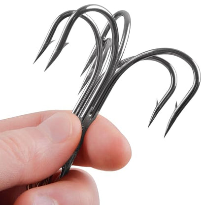 Classic Treble Fishing Hooks,10/20pcs Large Treble Hooks Barbed Strong Sharp Silver Big Game Triple Fish Hook for Saltwater Freshwater Fishing Size 4/0 6/0 7/0 8/0 10/0 - size: 7/0-10pcs