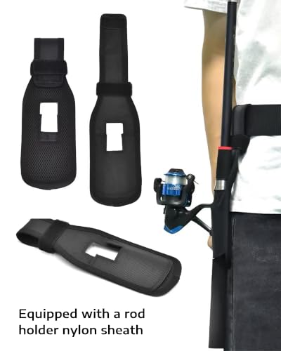 HXBYX Fishing Belt Rod Holder, Adjustable Nylon Wading Belt with Detachable Tackle Bag, Fishing Rod Pole Holder Stand Up Waist Fighting Belt for Fishing, Gift for Fisherman