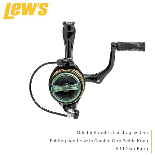Lew’s Wally Marshall Signature Series Spinning Fishing Reel, 5+1 Bearings, Graphite Frame and Rotor, Interchangeable Retrieve, Green/Gold - size: 100 (No Clam Packaging)