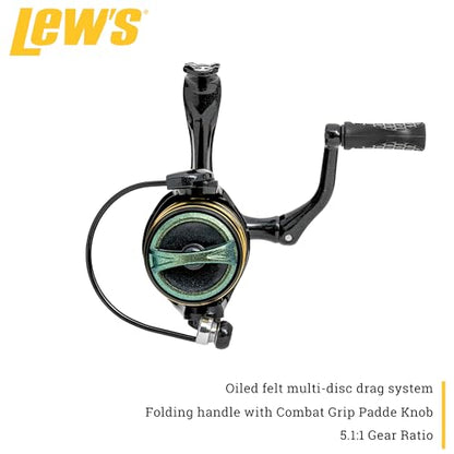 Lew’s Wally Marshall Signature Series Spinning Fishing Reel, 5+1 Bearings, Graphite Frame and Rotor, Interchangeable Retrieve, Green/Gold - size: 100 (No Clam Packaging)