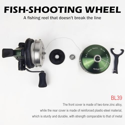 Spincast Fishing Reel, All-Metal Gears, Easy to Use Push Button Casting Design, Changeable Right/Left-Hand Retrieve - color: Green