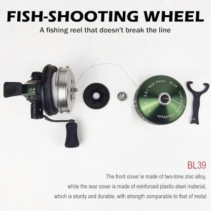 Spincast Fishing Reel, All-Metal Gears, Easy to Use Push Button Casting Design, Changeable Right/Left-Hand Retrieve - color: Green