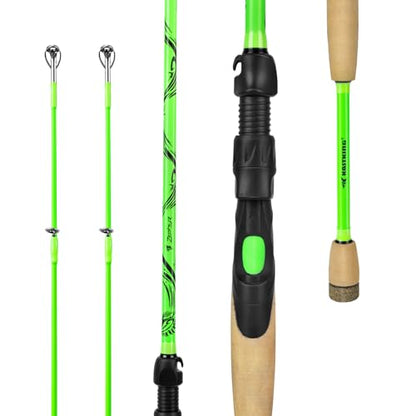 KastKing Zephyr Dual Tip Casting Rods & Spinning Fishing Rods, Lightweight KastFlex IM6 Graphite Rod, Dual Tips Section for Different Powers, Built-in Hook Keeper, PTS Power Transition System - size: 6'6"-ML/M-F(2 Pcs+ Extra Tip), style: Spinning
