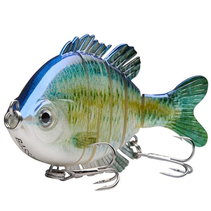 BASSDASH SwimPanfish Multi Jointed Panfish Bluegill Swimbaits Hard Topwater Bass Lures Fishing Lure Crank Saltwater 3.5in/0.85oz,Pack of 4 - color: BBYN