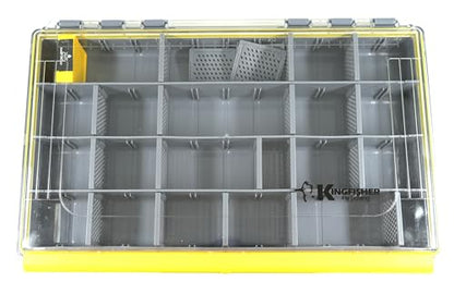 Kingfisher Fishing Fly Fishing Boat Streamer Storage Box with Removable Dividers - Yellow
