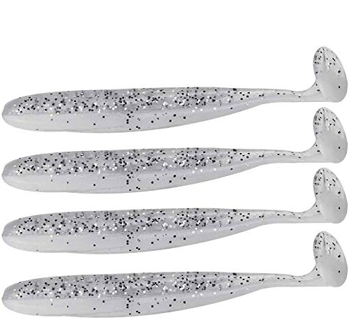 Zer one 20 PCS Fishing Soft Lure 7.5cm/2g Plastic T Tail Bait Artificial Worm Swimbait for Bass Trout Walleye Fishing Accessory - color: White