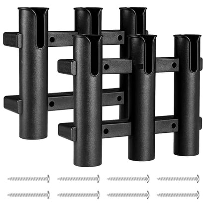 2Pcs Fishing Rod Holders Boat Rod Holders with Screws 3 Rod Rack Wall Mounted Boat Side Mount Tool Holder Portable Fishing Pole Holders for Boat Kayak Garage Cooler Trailer Fishing Boat