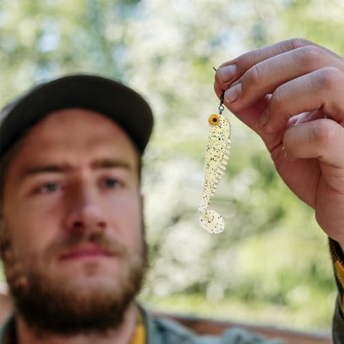 HEMOTON 30pcs Soft Paddle Tail Fishing Lures with T-Tail, Vivid Simulation Artificial Fish Baits with Scented Soft Plastic, Fishing Accessory Kit for Freshwater and Saltwater Random Color
