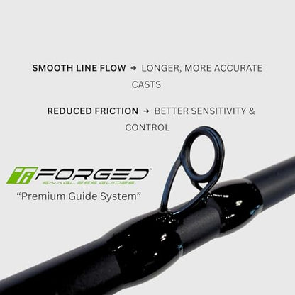 Fitzgerald Vursa Series Baitcasting Rods | High Modulus Graphite | American Tackle TiForged Air Guides | 9 Models | Bass, Walleye & Musky | Freshwater & Inshore - size: 7'3" Heavy (casting)