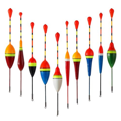 Fishing Float and Bobber,10 Pcs Oval Trout Float Foam Fishing Floats Wood Slip Fishings Bobbers, Bobber Stopper Spring Stick Slip Floats Accessories for Fishings