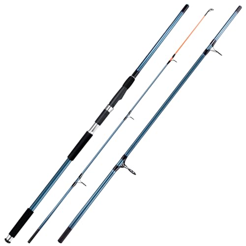 Dr.Fish Spinning Fishing Rod for Surf Fishing, Hard Power, Extra Fast, 3 Section Carbon Fiber Stainless Steel Guide EVA Grip Surf Casting Saltwater Fishing Pole Beach Trolling - size: 11.8FT-3 Sections