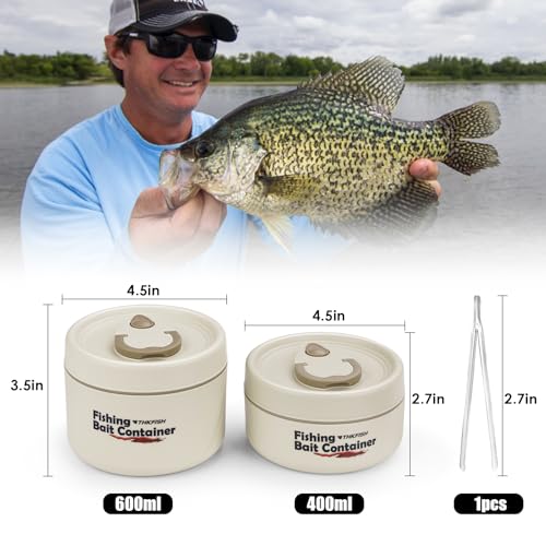 THKFISH Fishing Bait Container, Stainless Steel Insulated Live Bait Storage, Worm Bait Holder, Bait Storage Box, Nightcrawler Box, Bait Bucket to Keeps Bait Fresh and Alive - color: 2PCS-0.6L+0.4L