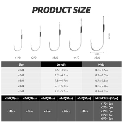 Straight Shank Baitholder Hooks – Multi-Size Fishing Hooks for Bass, Trout & Walleye – Anti-Slip Hook Design, Freshwater & Saltwater - size: 4/0#