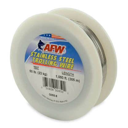 American Fishing Wire Stainless Steel Trolling Wire (Single Strand) - size: 1000 Feet, 50 Pound Test