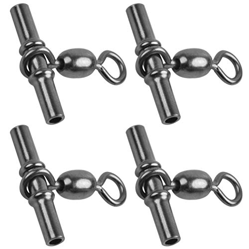 Fishing Cross Line 3 Way Swivel,40pcs T-Shape Sleeve Swivels Heavy Duty Crimp Crane Swivel Brass Triple Swivels for Deep Drop Rigs Saltwater Fishing Tackle - size: 3# -88lb-40PCS