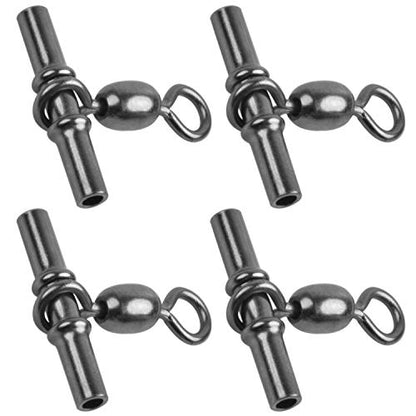 Fishing Cross Line 3 Way Swivel,40pcs T-Shape Sleeve Swivels Heavy Duty Crimp Crane Swivel Brass Triple Swivels for Deep Drop Rigs Saltwater Fishing Tackle - size: 3# -88lb-40PCS