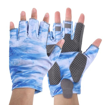 Fishing Gloves Fingerless Upf50+ Sun Protection Non-Slip Outdoor Cooling Gloves Lightweight Breathable Size M