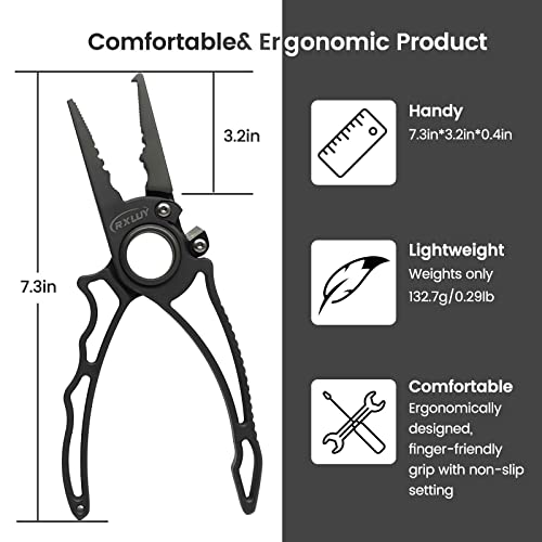 Titanium Fishing Pliers, Premium Saltwater Fishing Gear, Tungsten Cutters, Split Ring Hook Remover, Knot Tying Tool with Lanyard, Ice Fishing, Sea Fishing Kit Gifts for Men - color: Standard