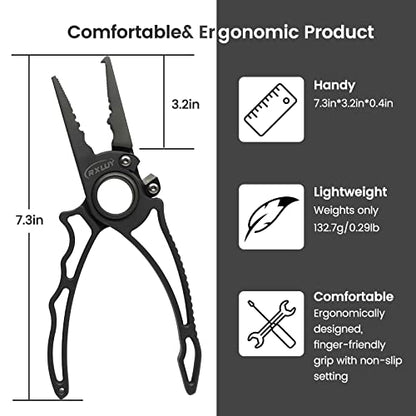 Titanium Fishing Pliers, Premium Saltwater Fishing Gear, Tungsten Cutters, Split Ring Hook Remover, Knot Tying Tool with Lanyard, Ice Fishing, Sea Fishing Kit Gifts for Men - color: Standard