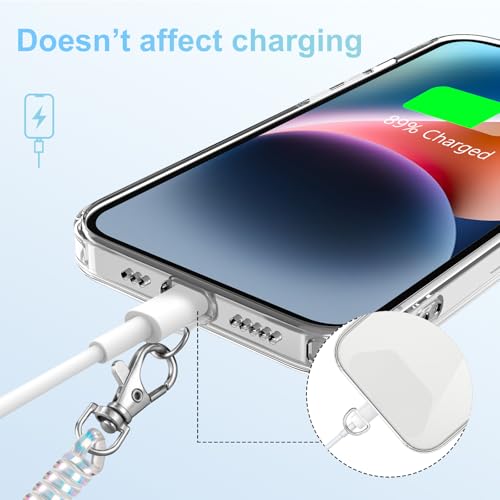 SHANSHUI Phone Lanyard Tether, Stretchy Phone Strap Patch Anchor Outdoor Climbing Hook Compatible for Most Smartphones - color: White White