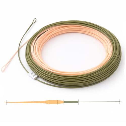 Aventik Trout Trout Boost Single Hand Spey Floating Fly Fishing Line Freshwater Fishing Smooth Accurate Casting Easy Roll Casting 100FT with Welded Loops - color: P/M Green Single Hand Spey, size: 3F