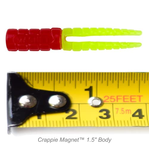 Crappie Magnet 50-Piece Split-Tail Grub Body Pack, Red/Chartreuse