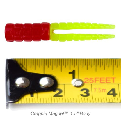 Crappie Magnet 50-Piece Split-Tail Grub Body Pack, Red/Chartreuse