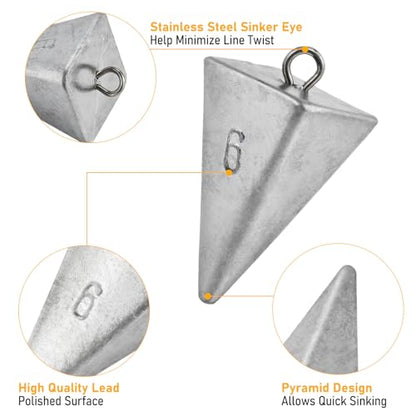 Dr.Fish Pyramid Sinkers Saltwater Lead Fishing Weight 1oz-32oz/2LB Triangle Surf Fishing Bank River Catfishing Pompano - size: 3oz-5 Pack