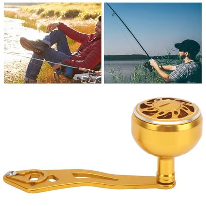 Baitcasting Reel Handle Replacement Parts, Aluminum Alloy Fishing Reel Rocker Arm with 8x5mm Mounting Hole, Lightweight Handle Grip for Baitcasting Reel Repair - color: Gold