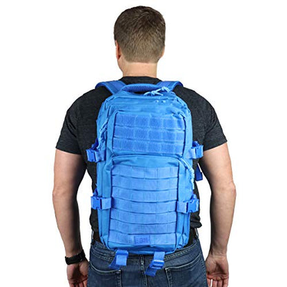 OSAGE RIVER MOLLE Fishing Backpack with Rod Holder - 600D Large Tackle Bag for Trays and Fishing Accessories - Tactical Backpack for Camping, Traveling, Hunting - Electric Eel Blue - color: Electric Eel Blue