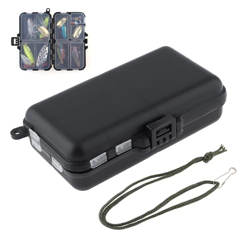 Mini Fishing Tackle Box, Small Fishing Accessories Storage, Double-Layer Lure Accessories Box, 9 Compartments (4.5 x 2.6 x 1.3 inch)