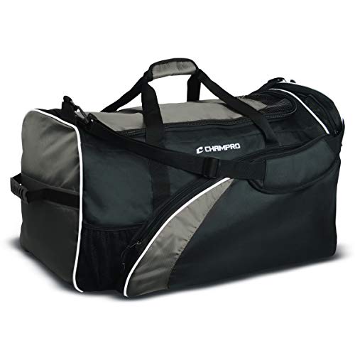 CHAMPRO Varsity Football Equipment Bag With Shoulder Carry Strap, Laundry and Helmet Bags - color: BLACK, GREY
