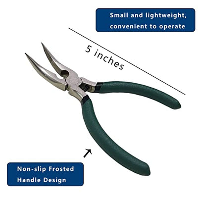 Small Fish Bone Pliers/Tweezers 5 Inches Bent Needlepoint Nickel Iron Salmon Pin Bone Pliers Tweezers for Salmonbone Removing, Plucking and Pulling Pin (Green) - color: Green
