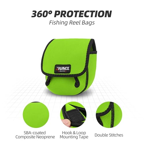 RUNCL Spinning Reel Bag – Protective Storage Pouch for Baitcasting Reels & Spinning Reels, Lightweight & Durable, Ideal for Freshwater & Saltwater Fishing Trips (Green & Black) - color: S-Green & Black