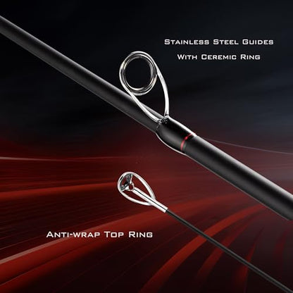 EOW XPEDITE LITE Portable Telescopic Fishing Rods & Combo, Spinning & Casting Fishing Poles, 24T Carbon Rod Blanks, Solid Carbon Tip, Split Cork Grips, Travel Rod, Combos with 5+1BB Spinning Reel - size: 6'-M-Fast, style: Rod- Spinning