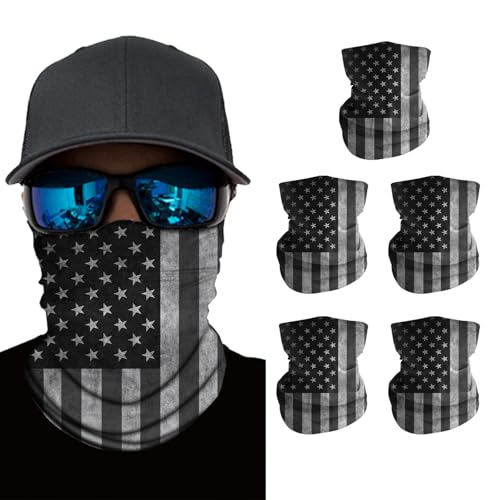 Breathable Neck Gaiter UPF 30+ Sun Protection Face Mask for Men & Women - color: 5pcs-blackflag